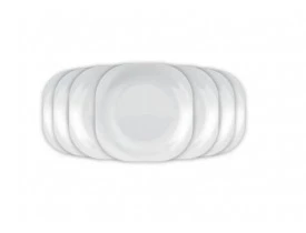 Pratos Sobremesa Nadir Vidro Branco Plaza Opaline 12 Peças